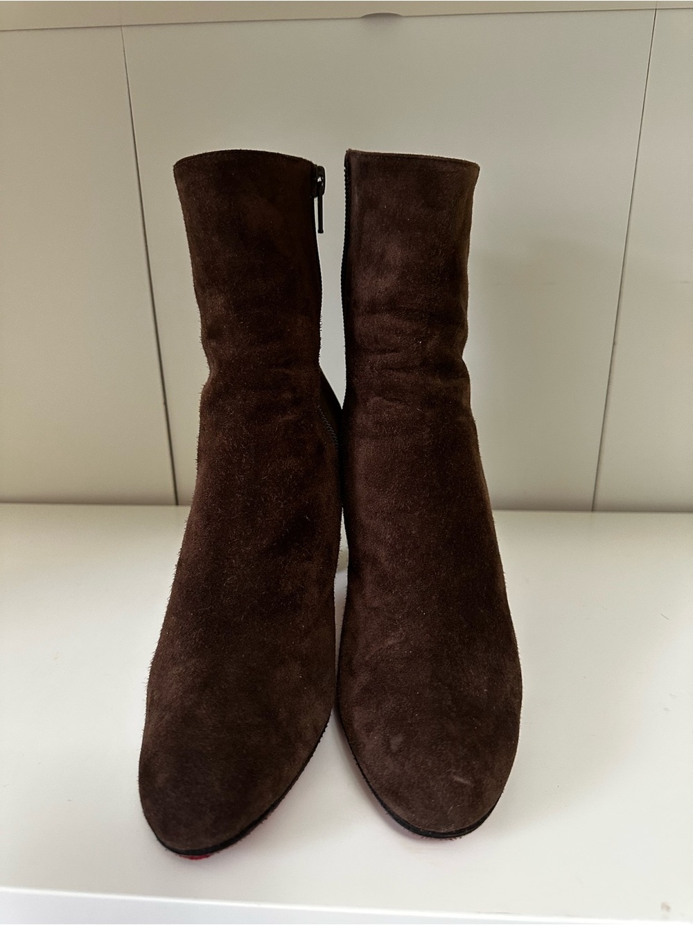 Christian Louboutin Dark Brown Suede Ankle Booties
